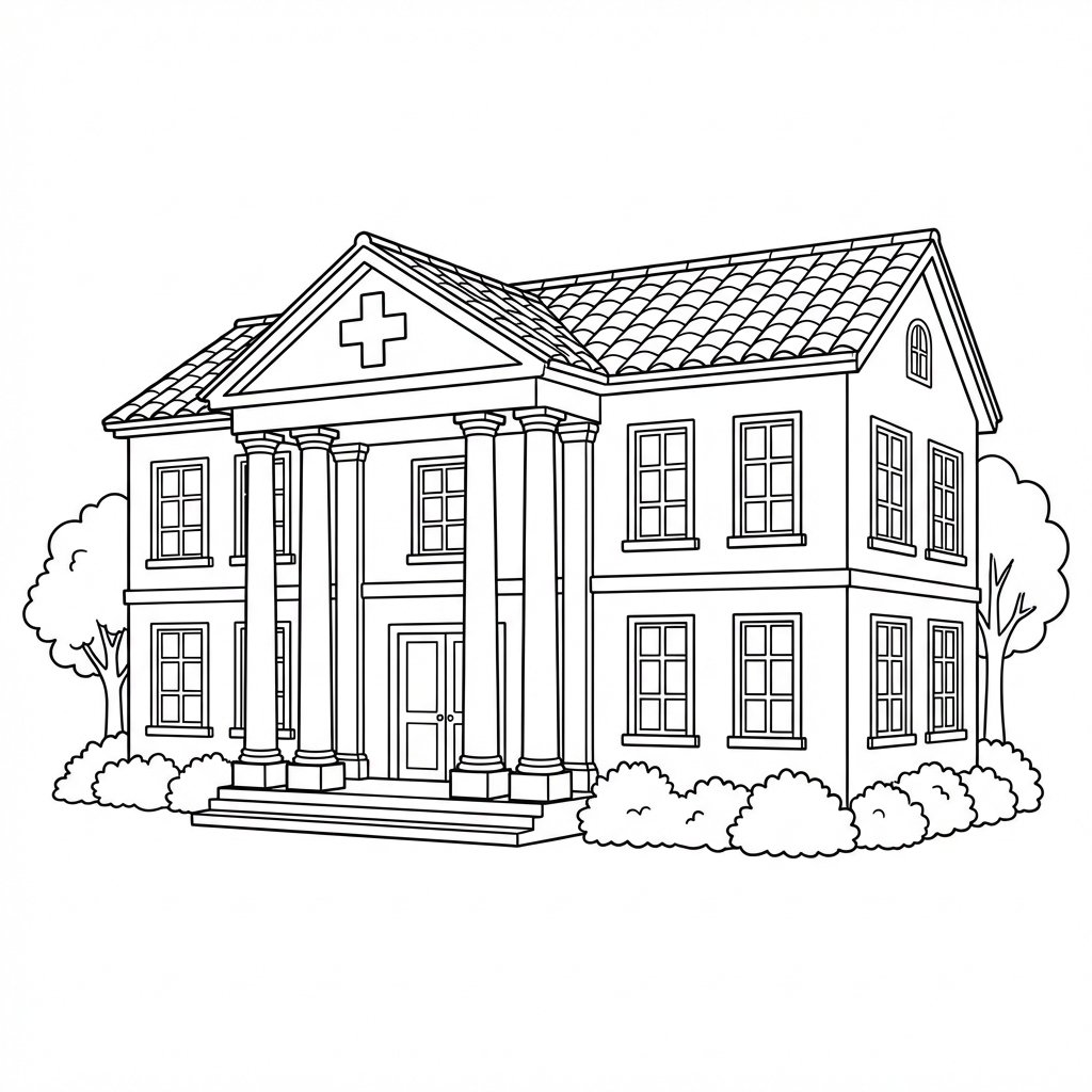 Lámina para colorear - Hospital Antiguo