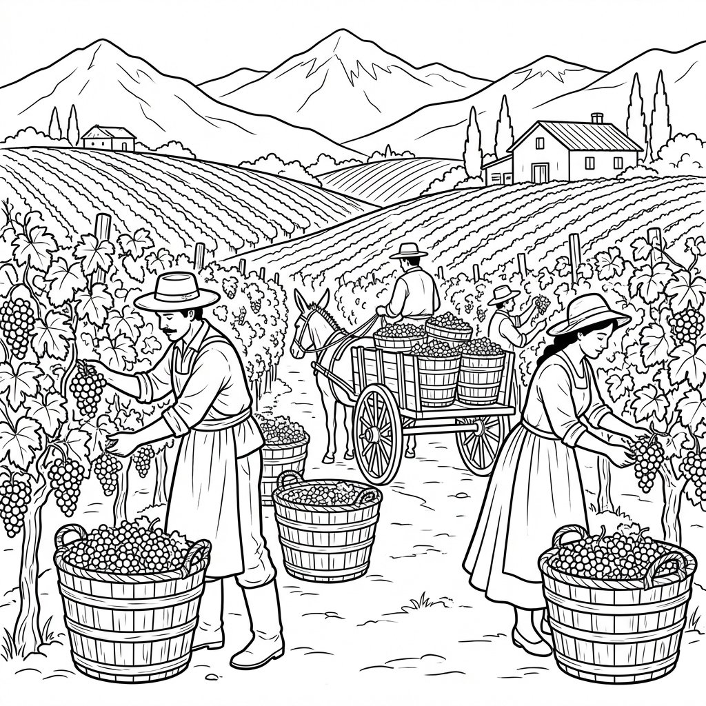 Lámina para colorear - Vendimia