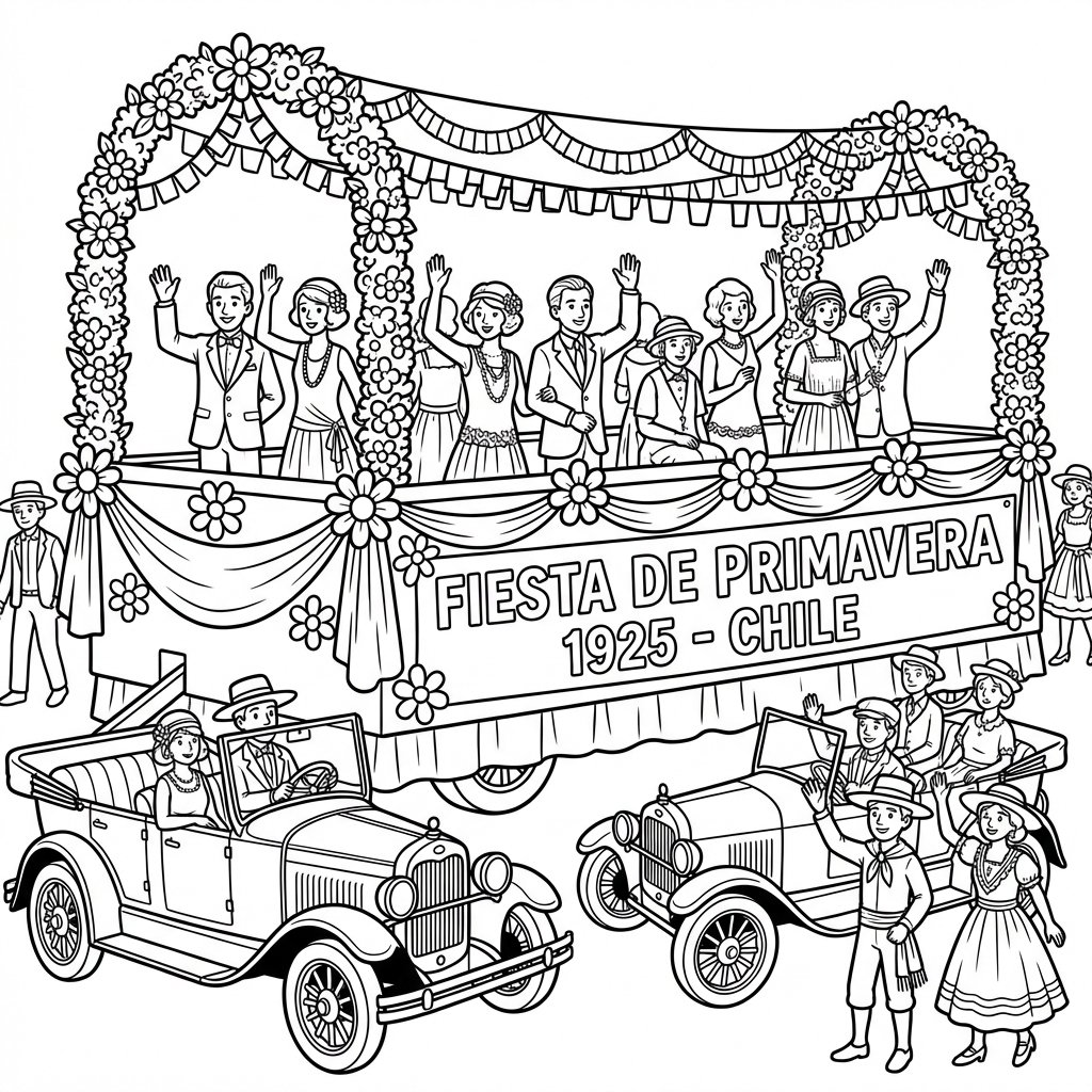 Lámina para colorear - Fiesta de Primavera